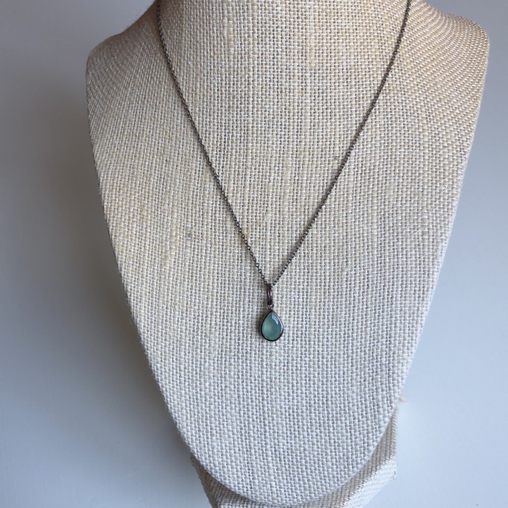 Baroni | Blue Aquamarine Teardrop Silver Necklace